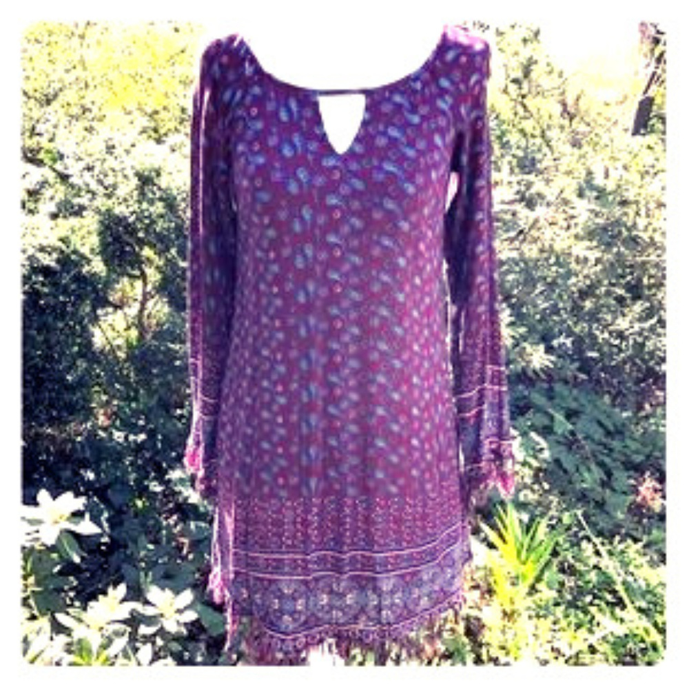 En Creme Boho dress with fringes